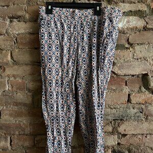 H&M tropical, white, blue, and pink pants, size 4